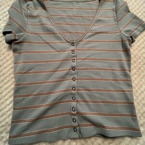 Striped Button-Up Women's Top